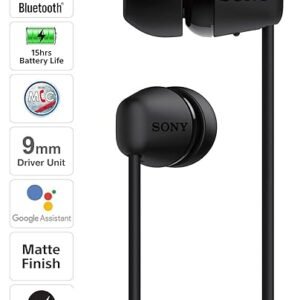 Sony WI-C200 Wireless Headphones with 15 Hrs Battery Life, Quick Charge, Magnetic Earbuds for Tangle Free Carrying, BT ver 5.0,Work from home, In-Ear Bluetooth Headset with mic for phone calls (Black) - Image 3