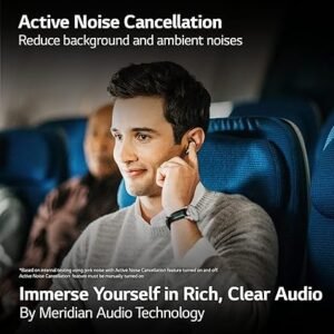 LG Tone Free FP9, Active Noise Cancellation, UV Nano, Plug n Wireless, Meridian Sound, 24 Hrs Battery, Find My Earbuds, Fast Charging, 3D Sound, whishper Mode, TONEFree App (Black) - Image 5