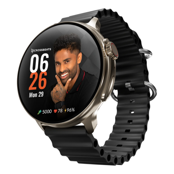 CrossBeats Aura Round 1.46" Super AMOLED Smart Watch, Always On, Advanced AI ENC Bluetooth Calling, in-Built Games, Fast Charge, Rotating crown, 123+ Sports modes, 454 × 454 Pixel - Image 5