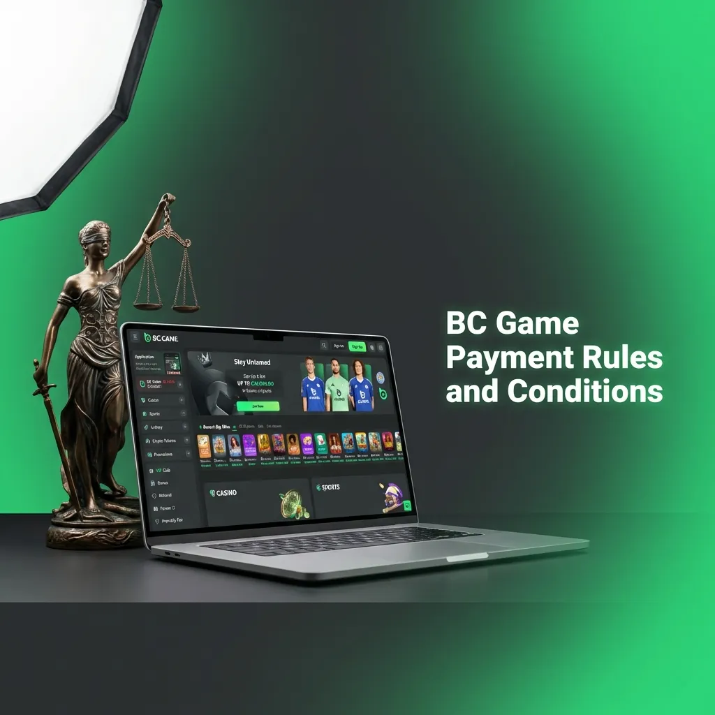 BC Game payment rules interface showing KYC verification, withdrawal methods, bonus wagering, and transaction limits.