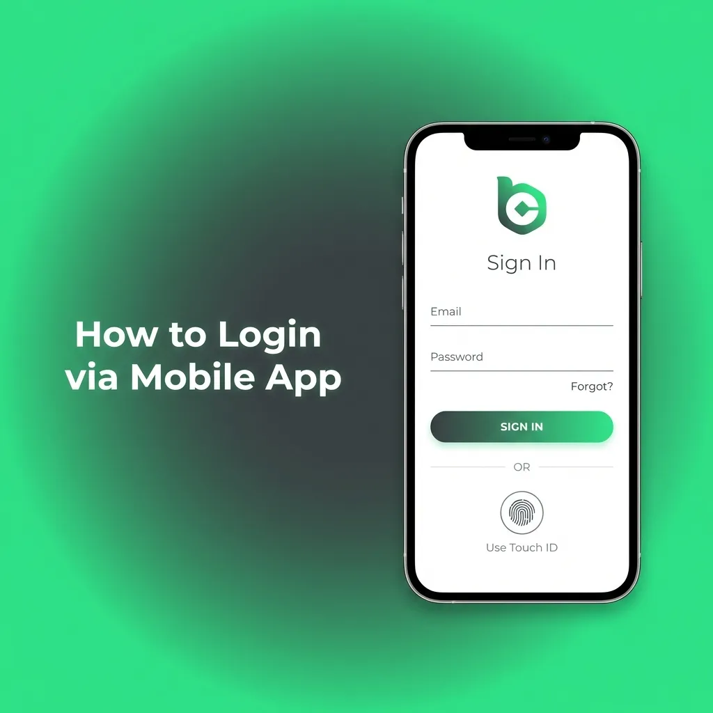 BC Game mobile app login screen showing email/password fields and login button on iOS device