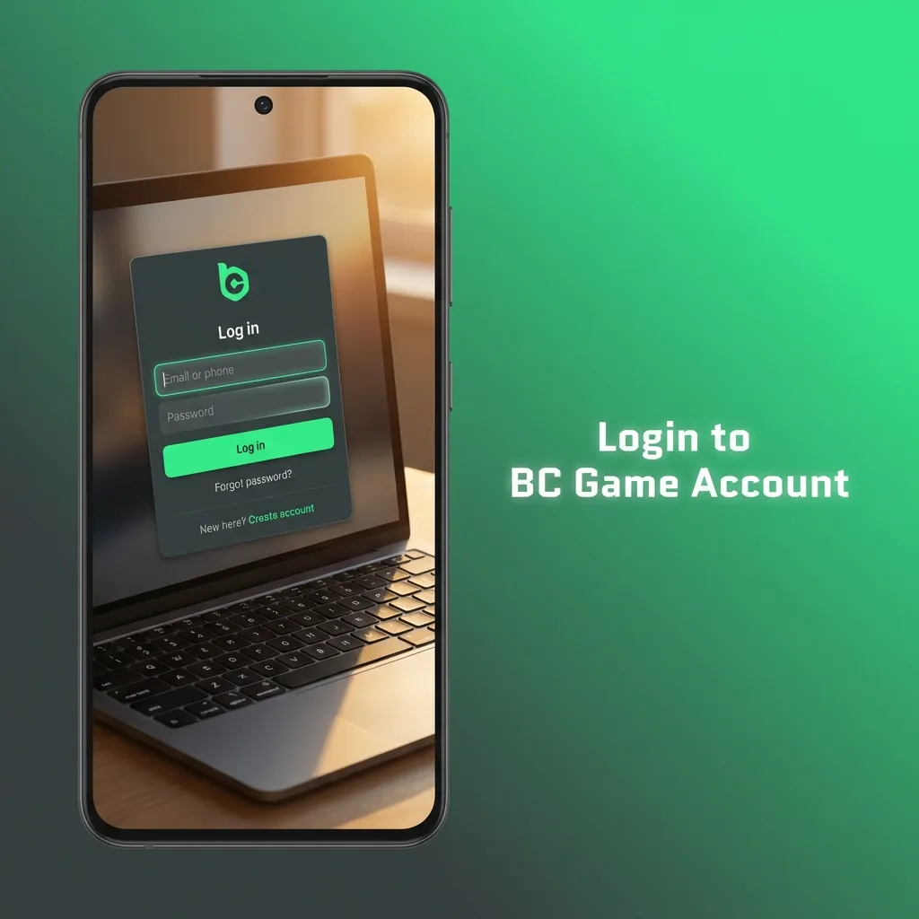 BC Game login screen showing email and password fields with two-factor authentication option