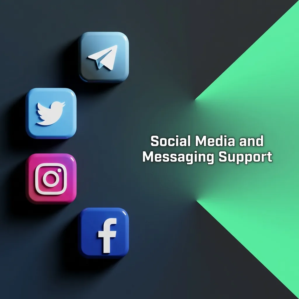 BC Game social media support icons showing Telegram, WhatsApp, Twitter and Facebook messaging platforms